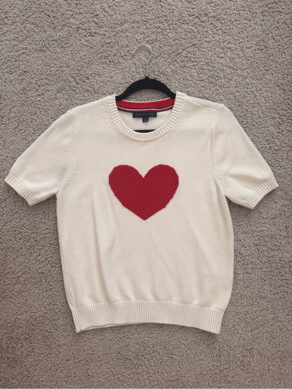 Tommy Hilfiger Cream Sweater with Red Trim